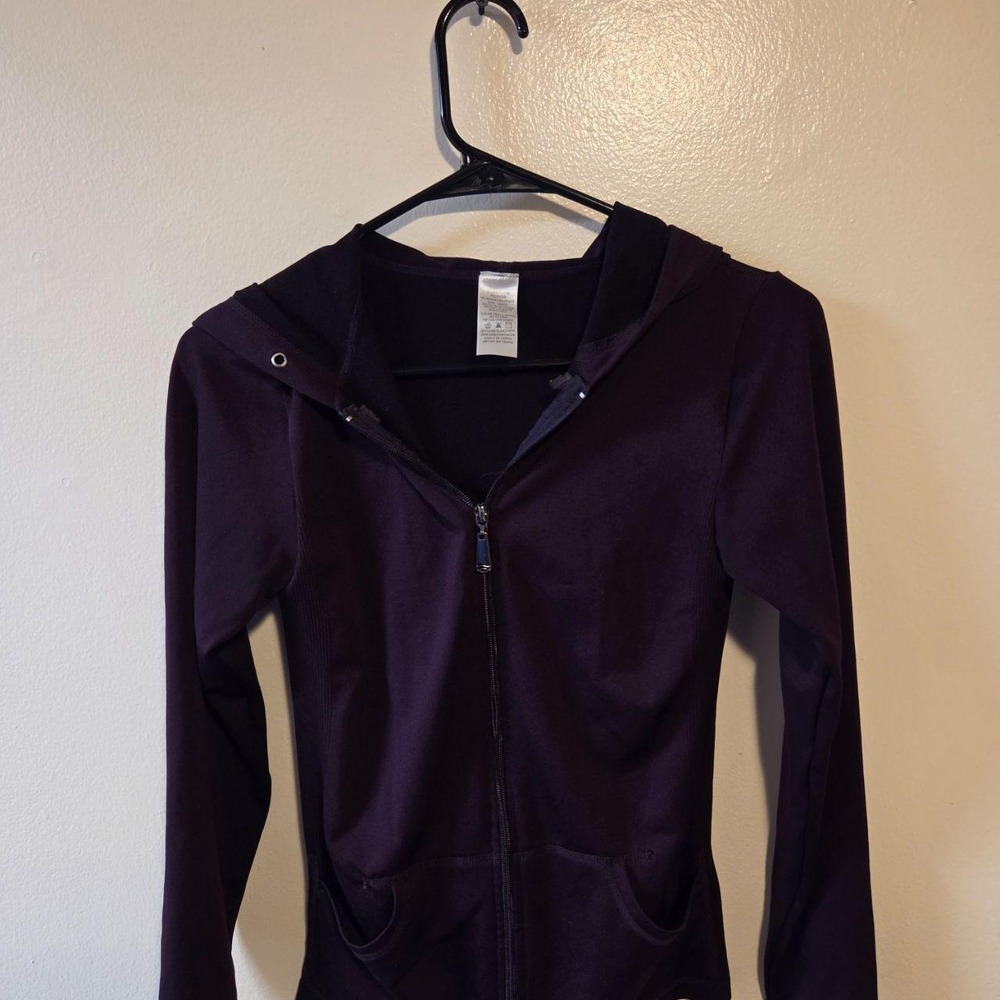 Athletic Full Zip Hooded Jacket Plum Purple One Size Ribbed Performance‎ LP15771
